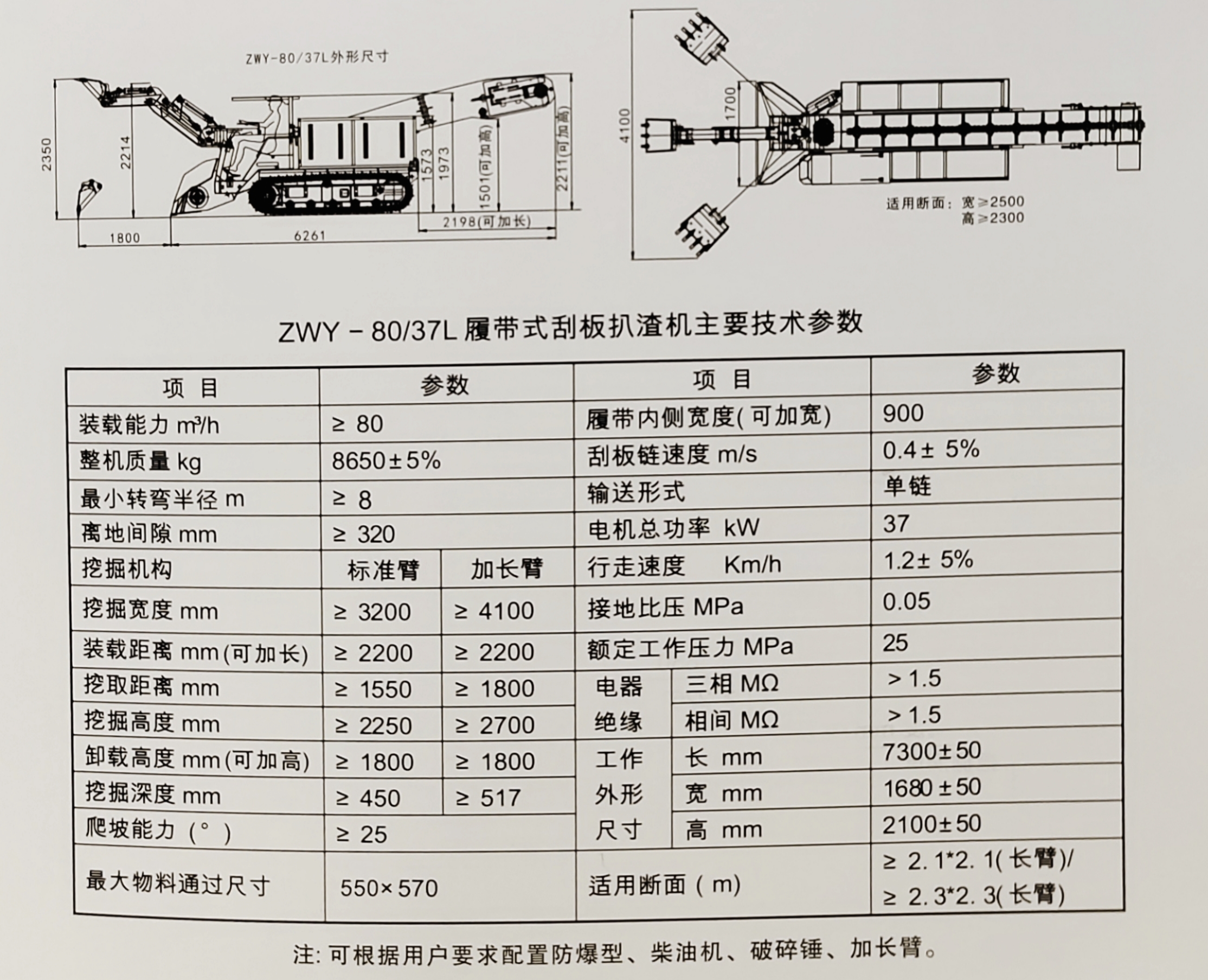 ZWY-80/37L履帶式刮板扒渣機(jī)參數(shù)配置及圖片展示